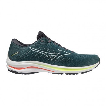 CHAUSSURES MIZUNO WAVE RIDER 25 SMOKE BLUE/WHITE/NEO LIME POUR HOMMES