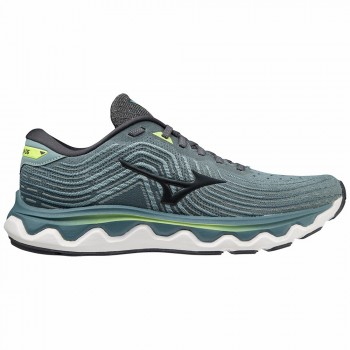 CHAUSSURES MIZUNO WAVE HORIZON 6 BLUE/EBONY/NEO LIME POUR HOMMES