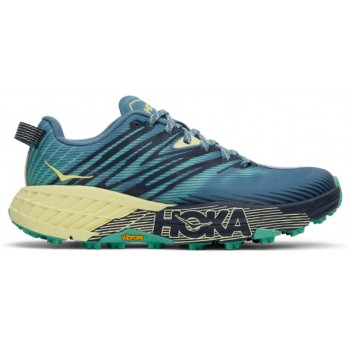 CHAUSSURES HOKA ONE ONE SPEEDGOAT 4 VERSION LARGE PROVINCIAL BLUE/LUMINARY GREEN POUR FEMMES