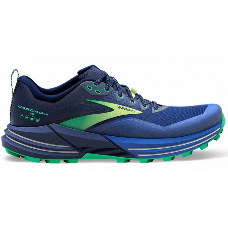 BROOKS CASCADIA 16 BLUE/SURF THE WEB/GREEN FOR MEN'S