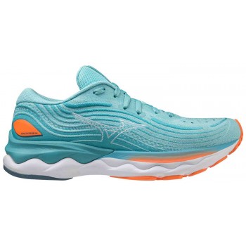 MIZUNO WAVE SKYRISE 4 ANTIGUA SAND/WHITE/LIGHT ORANGE FOR WOMEN'S