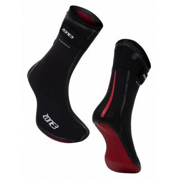 ZONE3 NEOPRENE SWIM SOCKS HEAT-TECH WARMTH BLACK/RED UNISEX