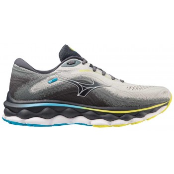 CHAUSSURES MIZUNO WAVE SKY 7 PBLUE/WHITE/BOLT2(NEON) POUR HOMMES