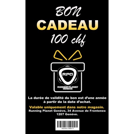 BON CADEAU 100 CHF MAGASIN RUNNING PLANET GENEVE