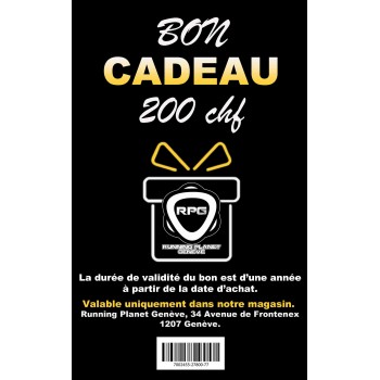 BON CADEAU 200 CHF MAGASIN RUNNING PLANET GENEVE