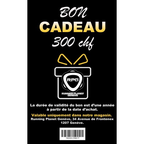 BON CADEAU 300 CHF MAGASIN RUNNING PLANET GENEVE