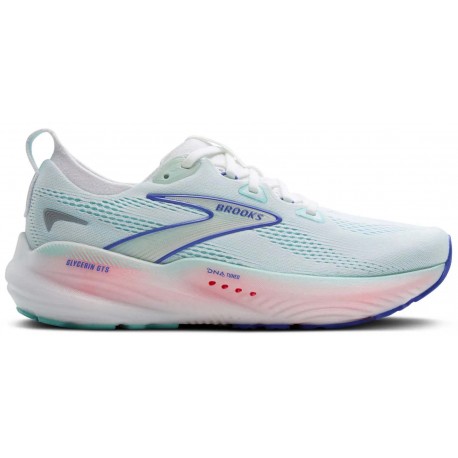 CHAUSSURES BROOKS GLYCERIN GTS 22 WHITE/LIMPET SHELL/AMPARO BLUE POUR FEMMES