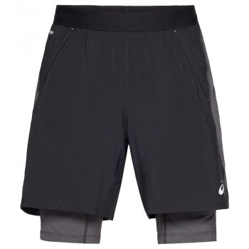 SHORT ASICS ROAD 2EN1 7 INCH BLACK/GRAPHITE GREY POUR HOMMES