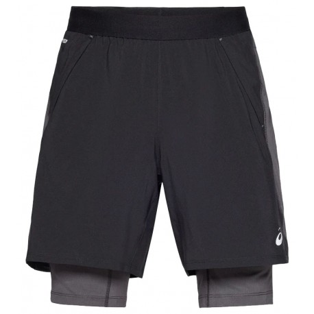 SHORT ASICS ROAD 2EN1 7 INCH BLACK/GRAPHITE GREY POUR HOMMES