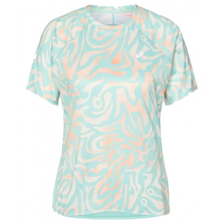 T-SHIRT ASICS ROAD LITE SHOW OASIS GREEN/MULTICOLOUR POUR FEMMES