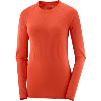 T-SHIRT MANCHES LONGUES SALOMON SENSE FIERY RED POUR FEMMES