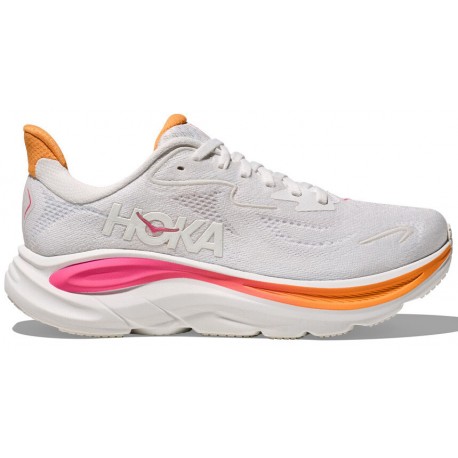HOKA CLIFTON 10 WHITE/ELECTRIC ROSE FOR WOMEN'S