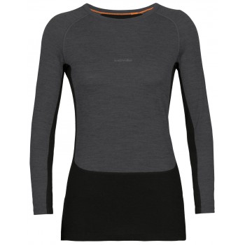 ICEBREAKER ZONEKNIT 200 LS SHIRT CREWE BLACK FOR WOMEN'S