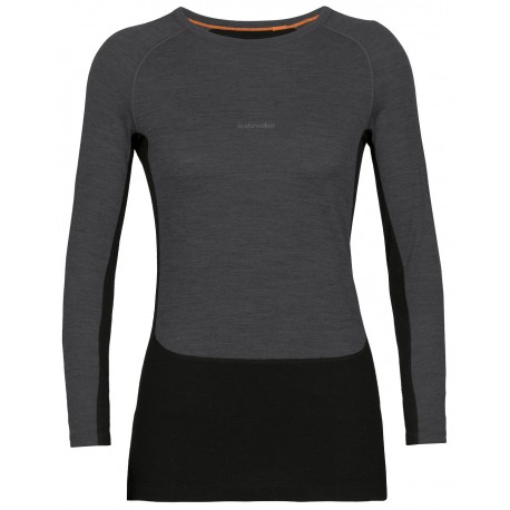 ICEBREAKER ZONEKNIT 200 LS SHIRT CREWE BLACK FOR WOMEN'S