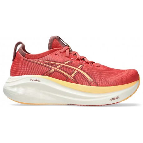 CHAUSSURES ASICS GEL NIMBUS 27 DARK PINK CLAY/ORANGE GLOW POUR FEMMES