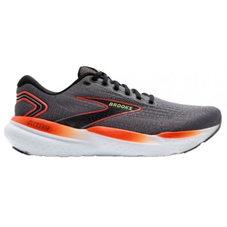 CHAUSSURES BROOKS GLYCERIN 21 GREY/MANDARIN RED/GREEN POUR HOMMES