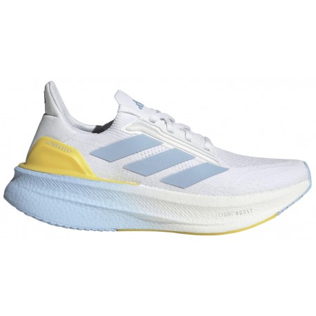 ADIDAS ULTRABOOST 5X FTWWHT/GLOBLU/YELLOW FOR WOMEN'S