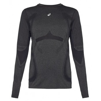 ASICS ROAD SEAMLESS PERFORMANCE BLACK/CARRIER GREY LS SHIRT FOR WOMEN'S