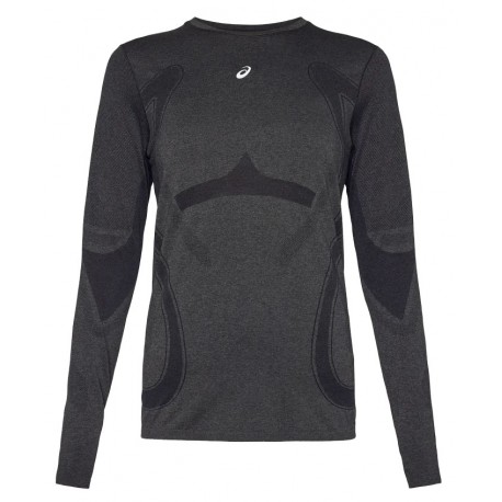 ASICS ROAD SEAMLESS PERFORMANCE BLACK/CARRIER GREY LS SHIRT FOR WOMEN'S