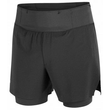 SHORT SALOMON SENSE AERO 2EN1 TRAIL 5 DEEP BLACK POUR HOMMES