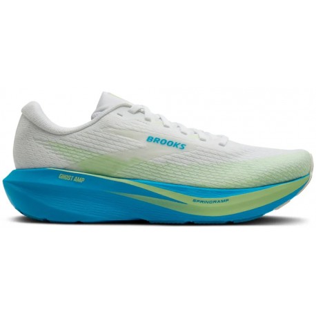 CHAUSSURES BROOKS GHOST AMP WHITE/BLUE/PARADISE GREEN POUR HOMMES