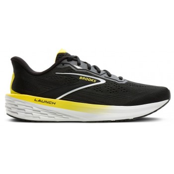 CHAUSSURES BROOKS LAUNCH 12 BLACK/CYBER YELLOW/OYSTER POUR HOMMES