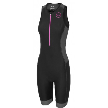 ZONE3 AQUAFLO PLUS TRISUIT BLACK/GREY/NEON PINK FOR WOMEN'S