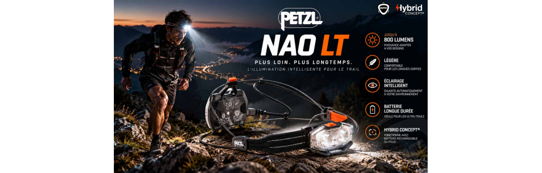 Lampe frontale Petzl Nao LT Running Planet Genève