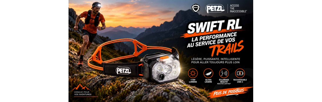 Lampe frontale Petzl Swift RL Running Planet Genève